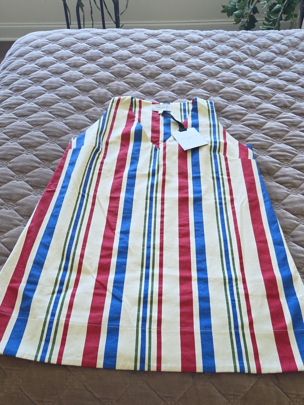Tuckernuck Sleeveless Mini Dress in Red, Blue & Cream Stripes